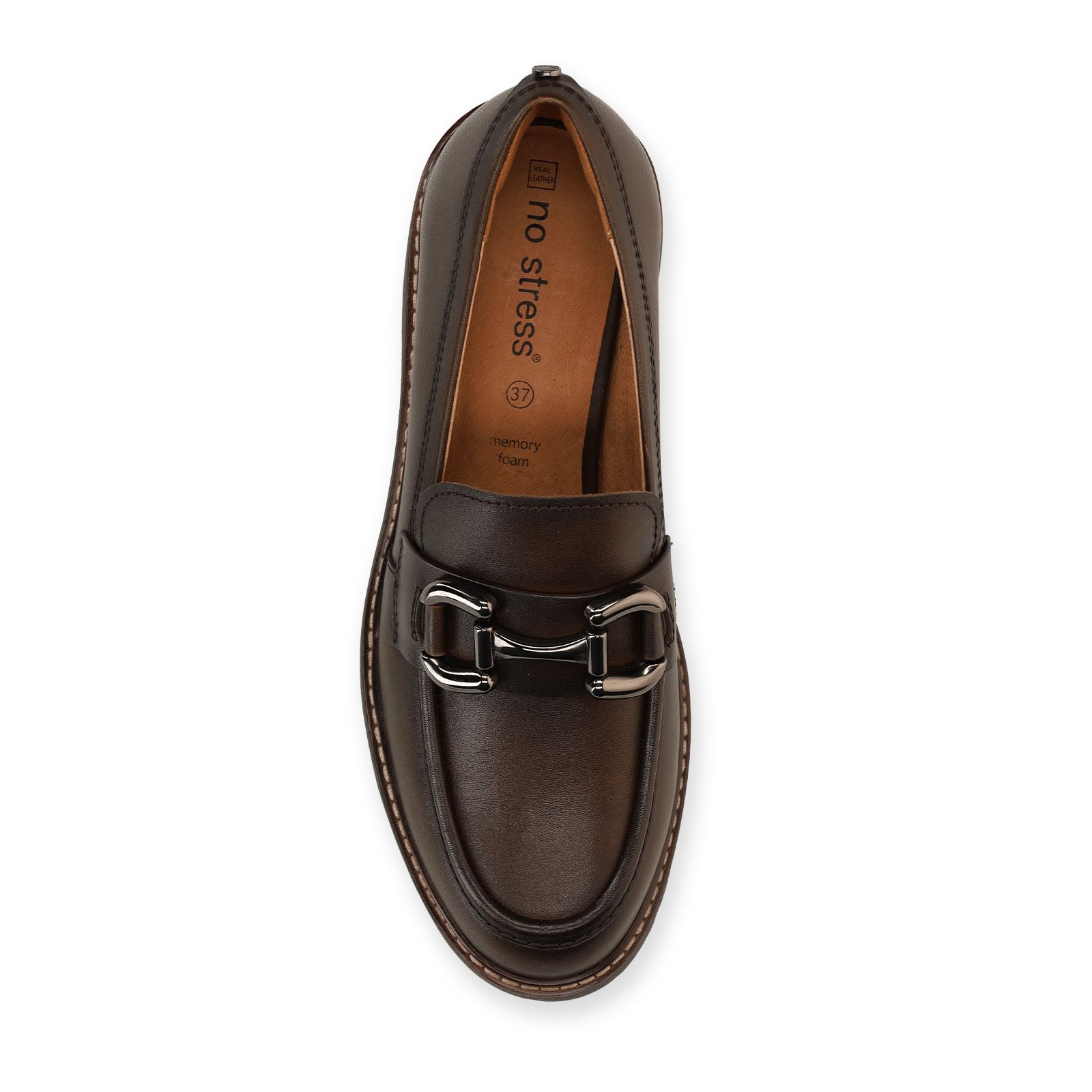 Donkerbruine leren loafers met chain