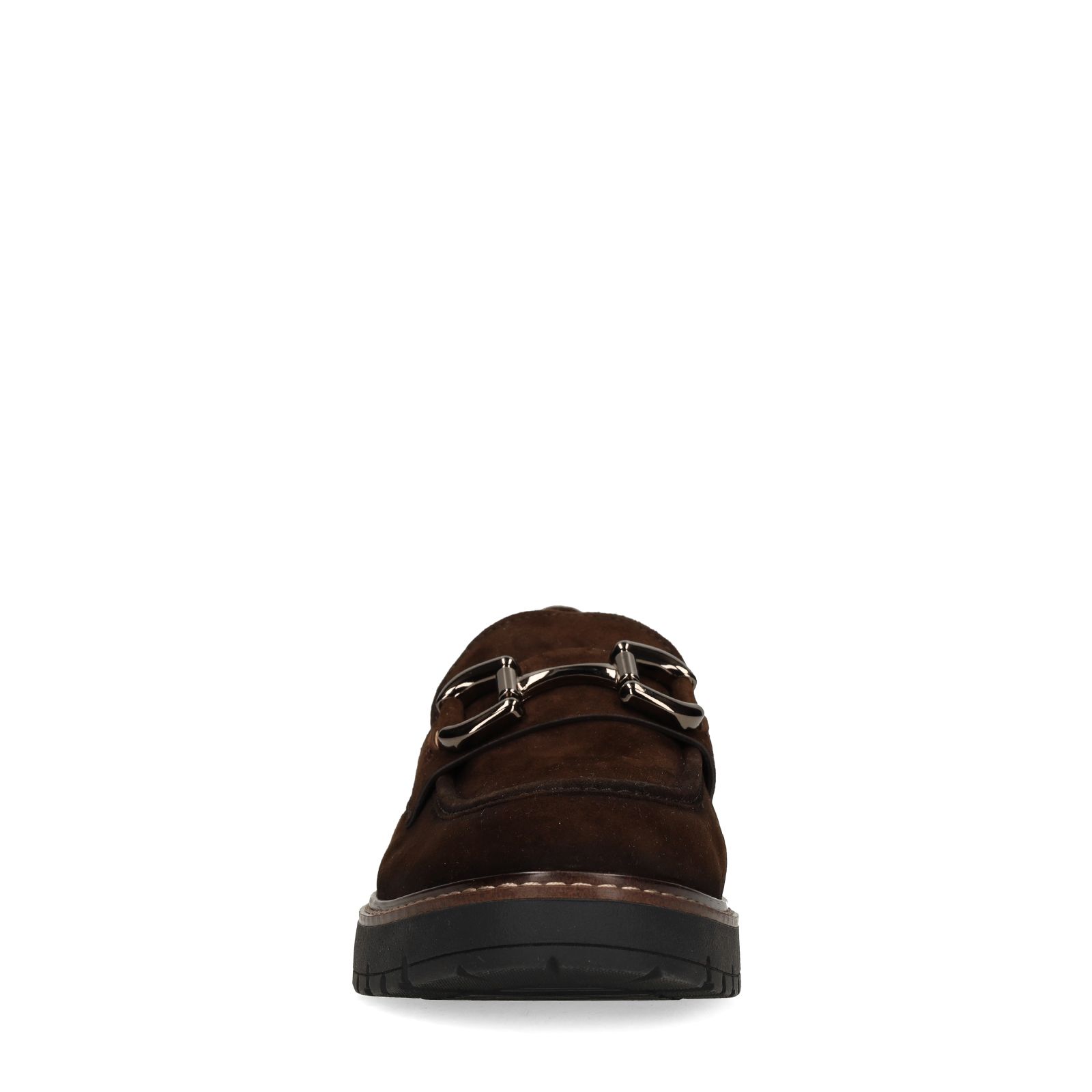 Donkerbruine suède loafers met chain