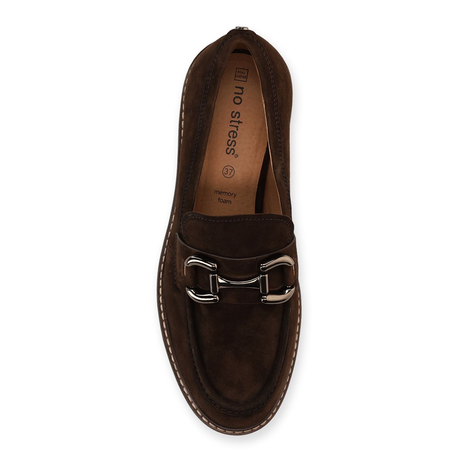 Donkerbruine suède loafers met chain