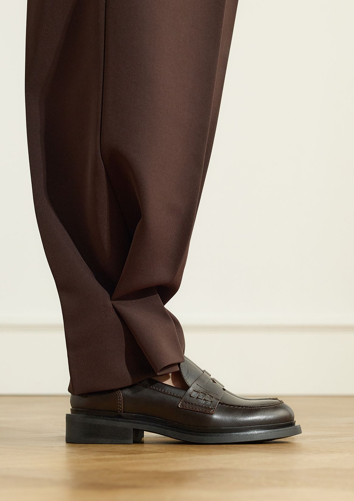 Bruine leren loafers