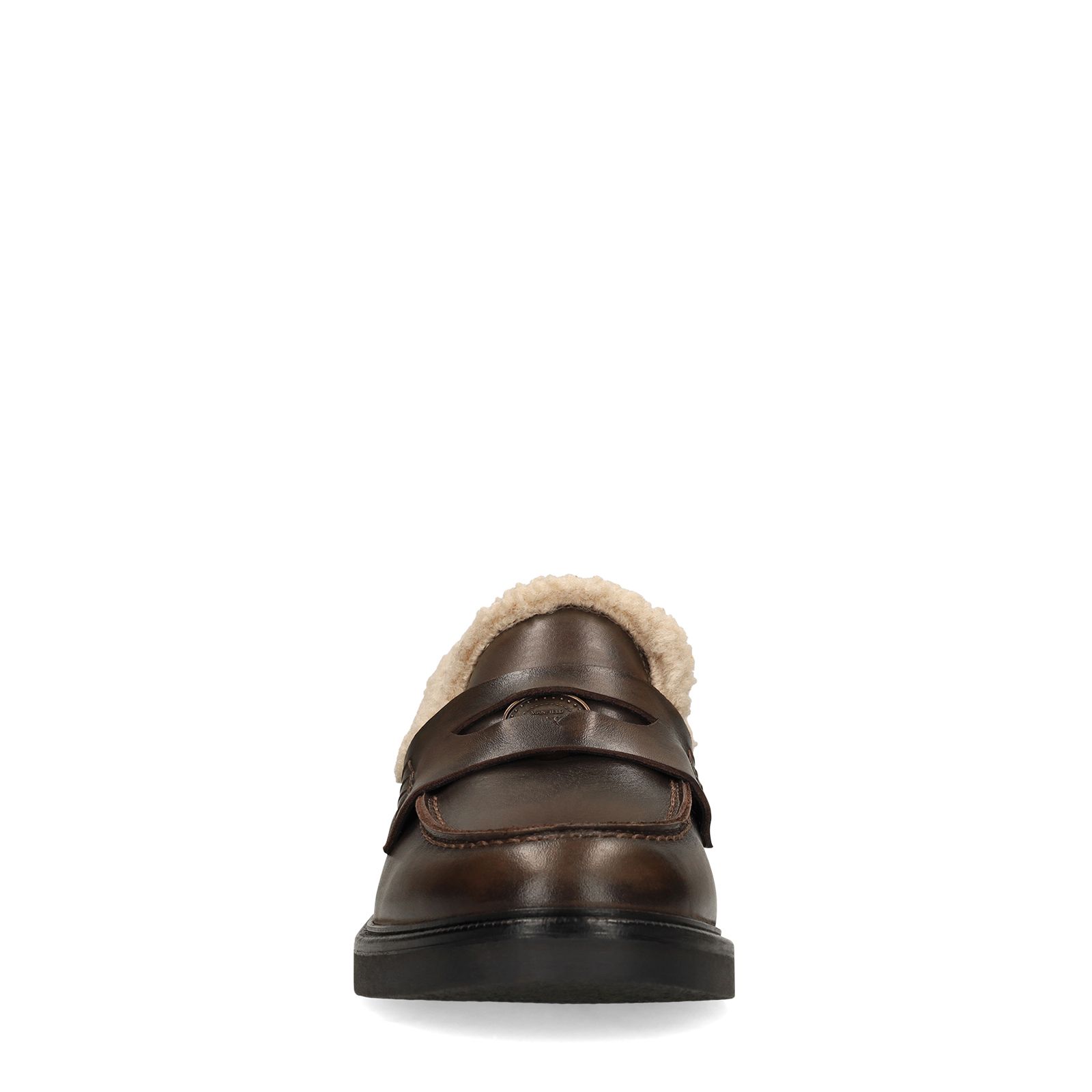 Bruine leren teddy loafers