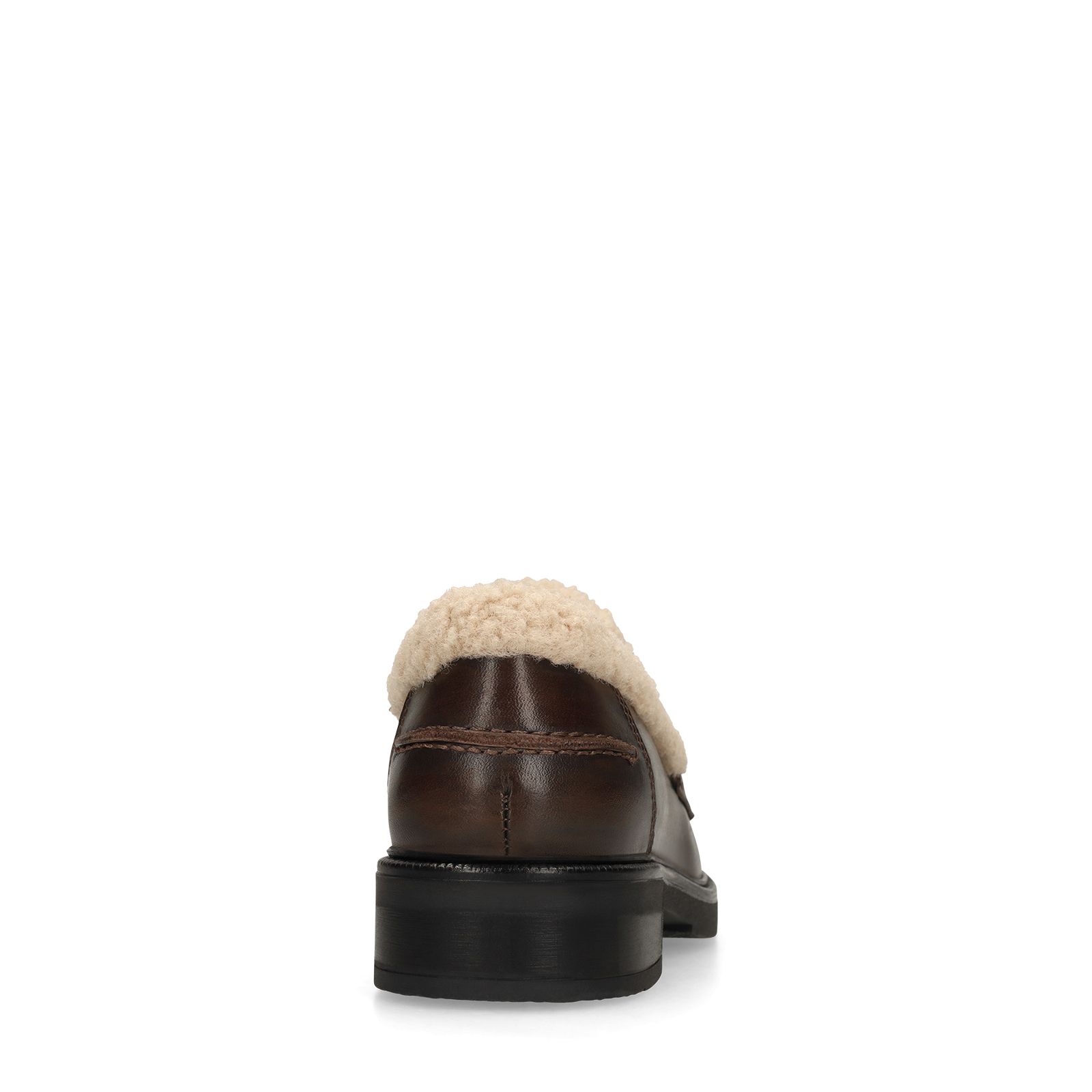 Bruine leren teddy loafers