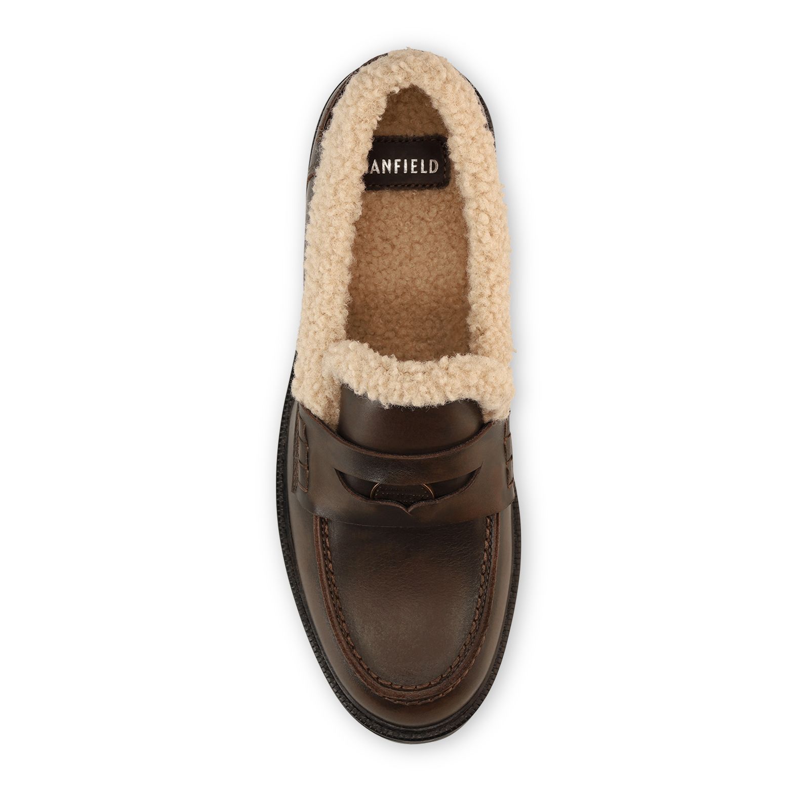 Bruine leren teddy loafers