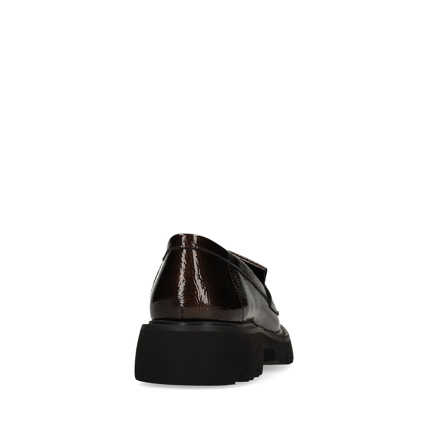 Dunkelbraune Lackleder-Loafer mit Fransen