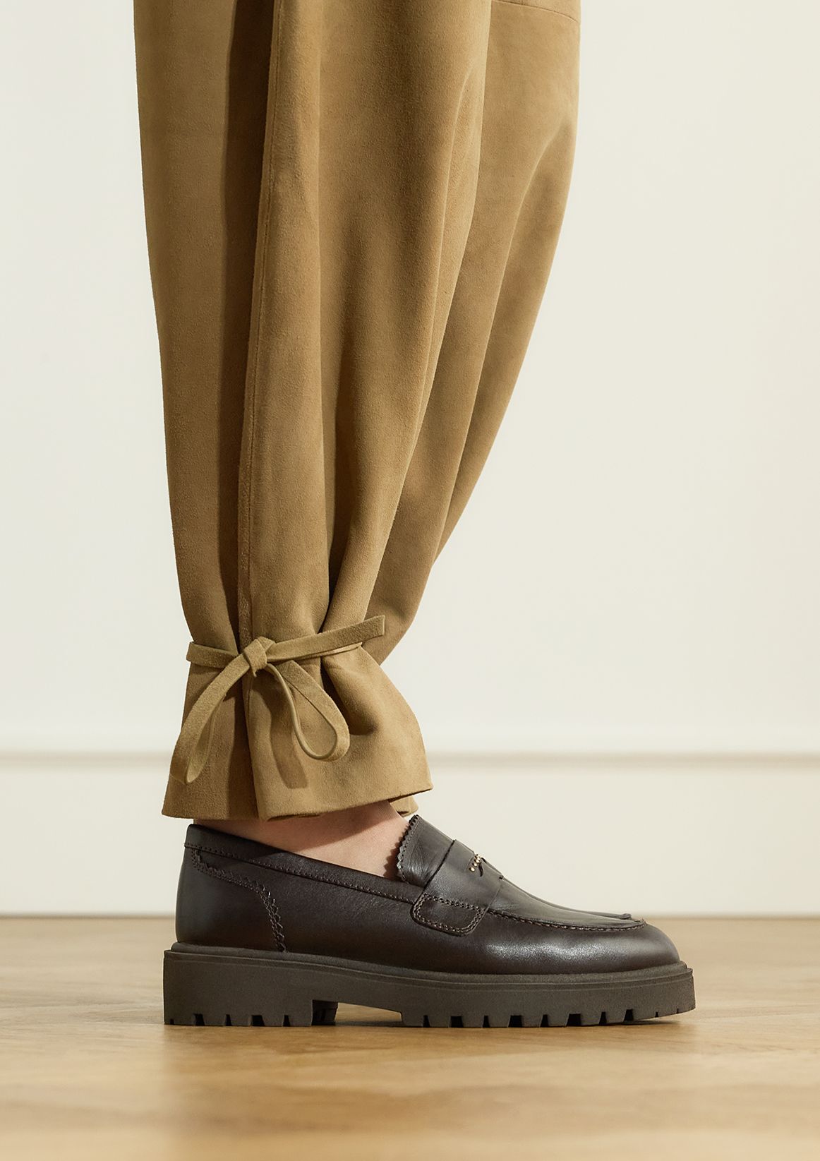 Bruine leren loafers