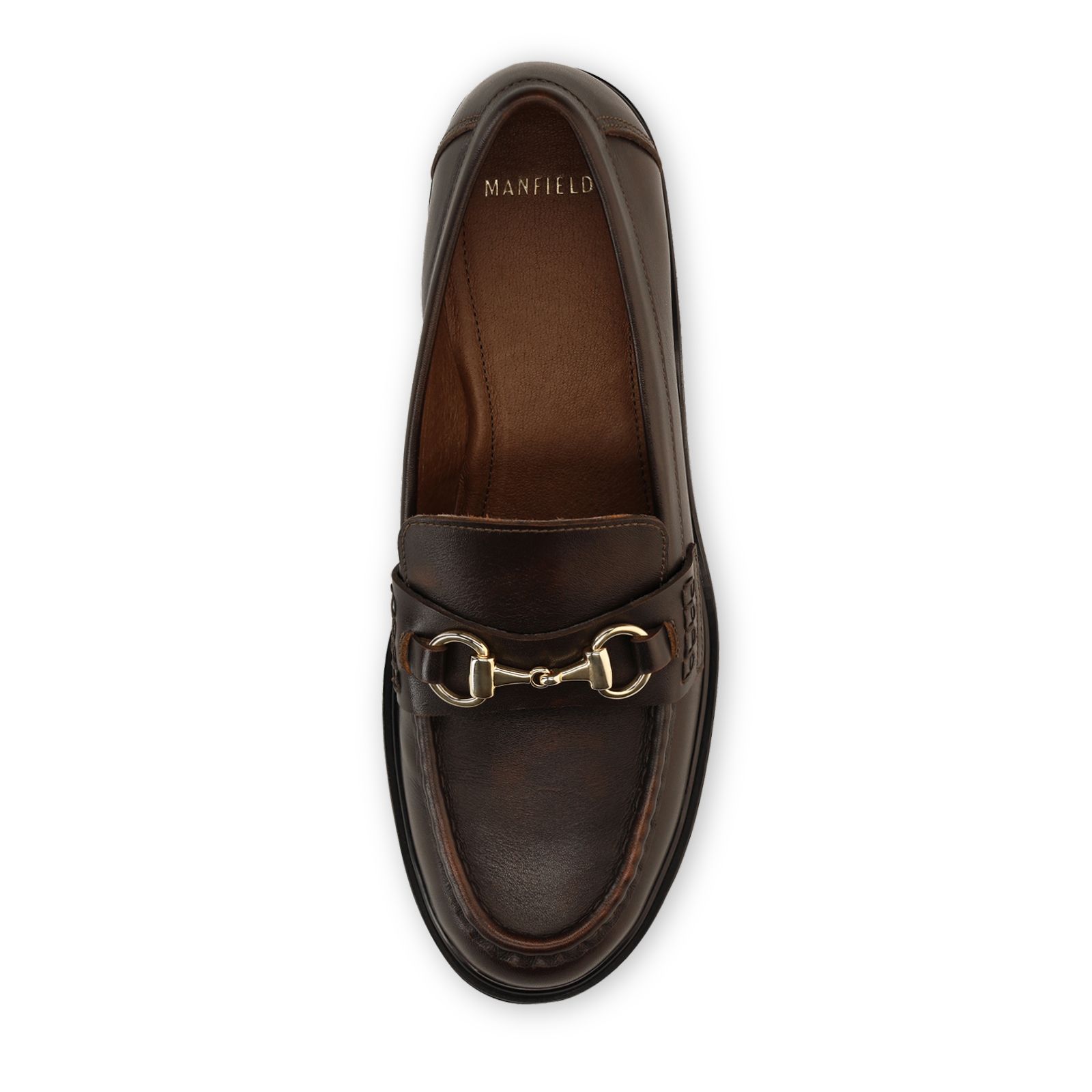 Bruine leren loafers met gouden chain