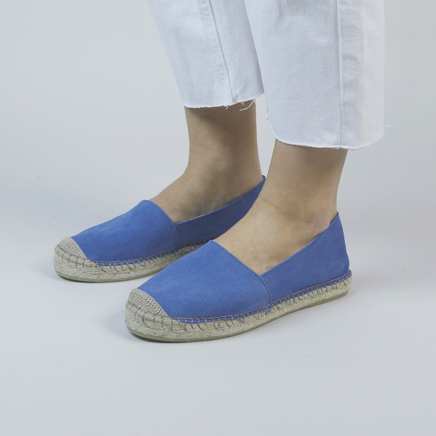 Blauwe suède espadrilles