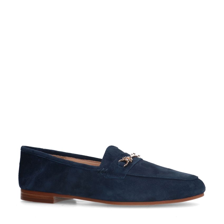 Blauwe suède loafers