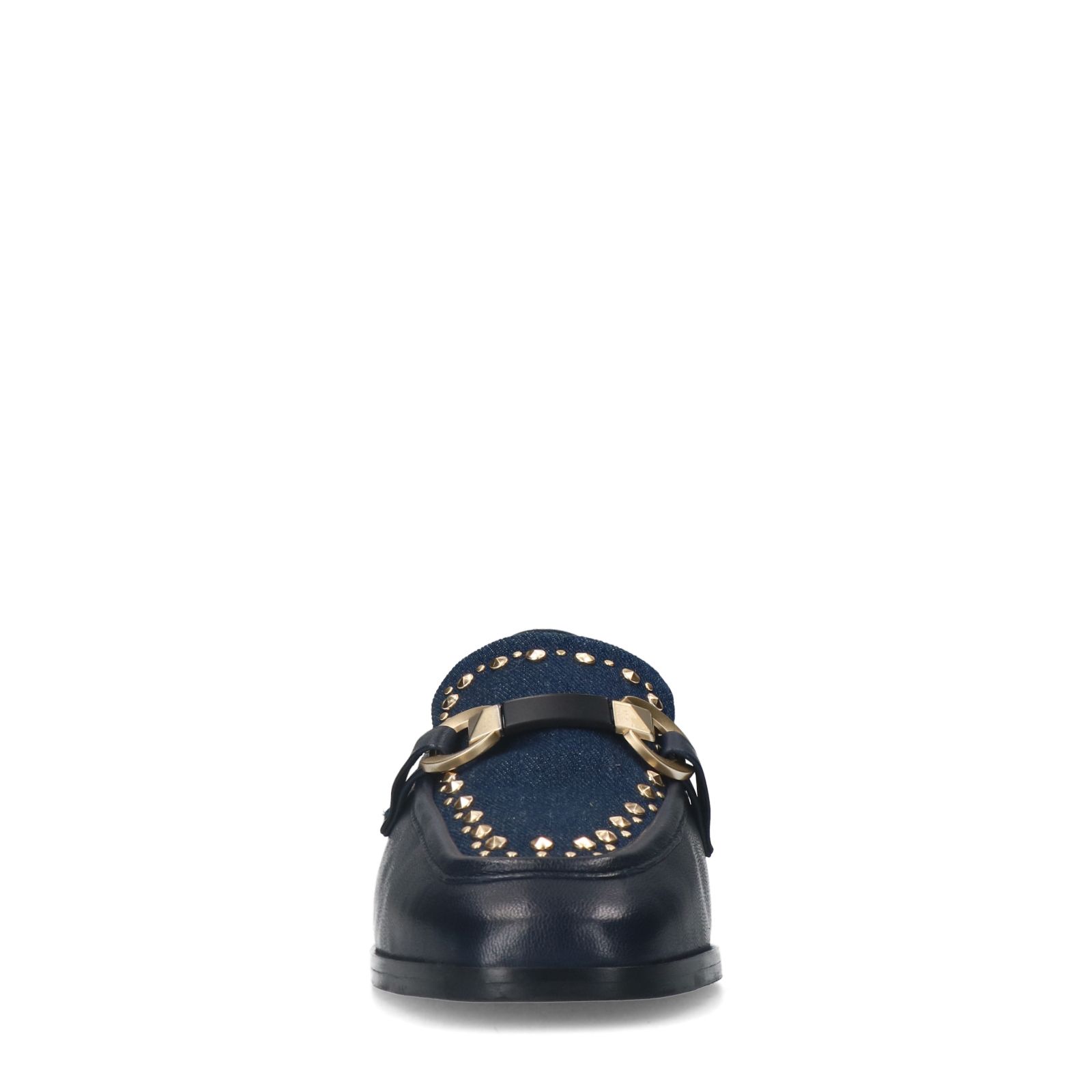 Blauwe leren loafers met details