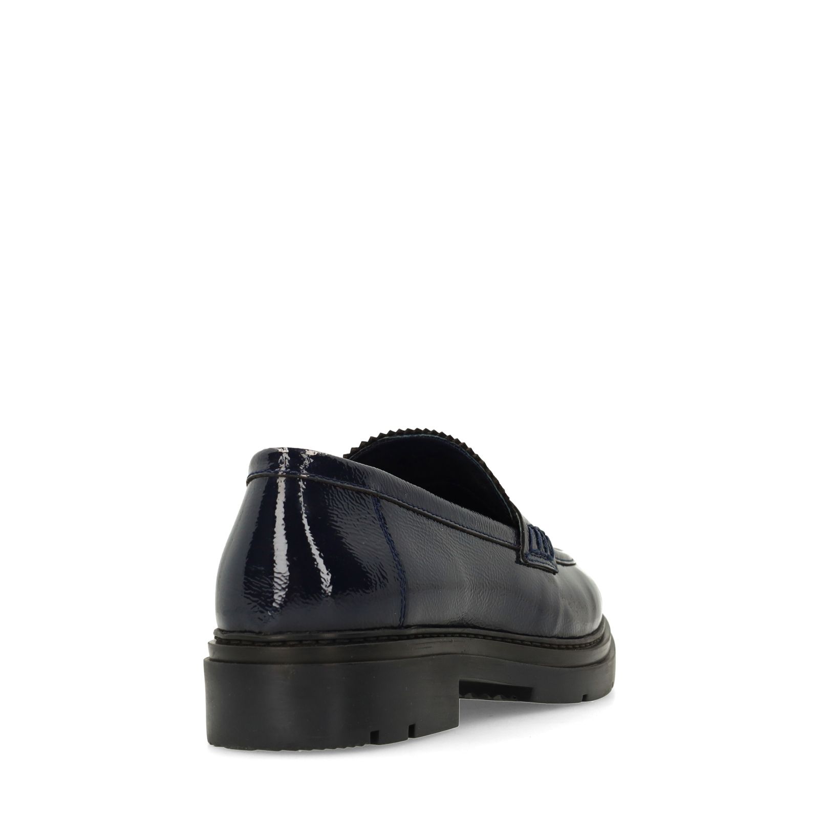 Donkerblauwe lakleren loafers met pony hair