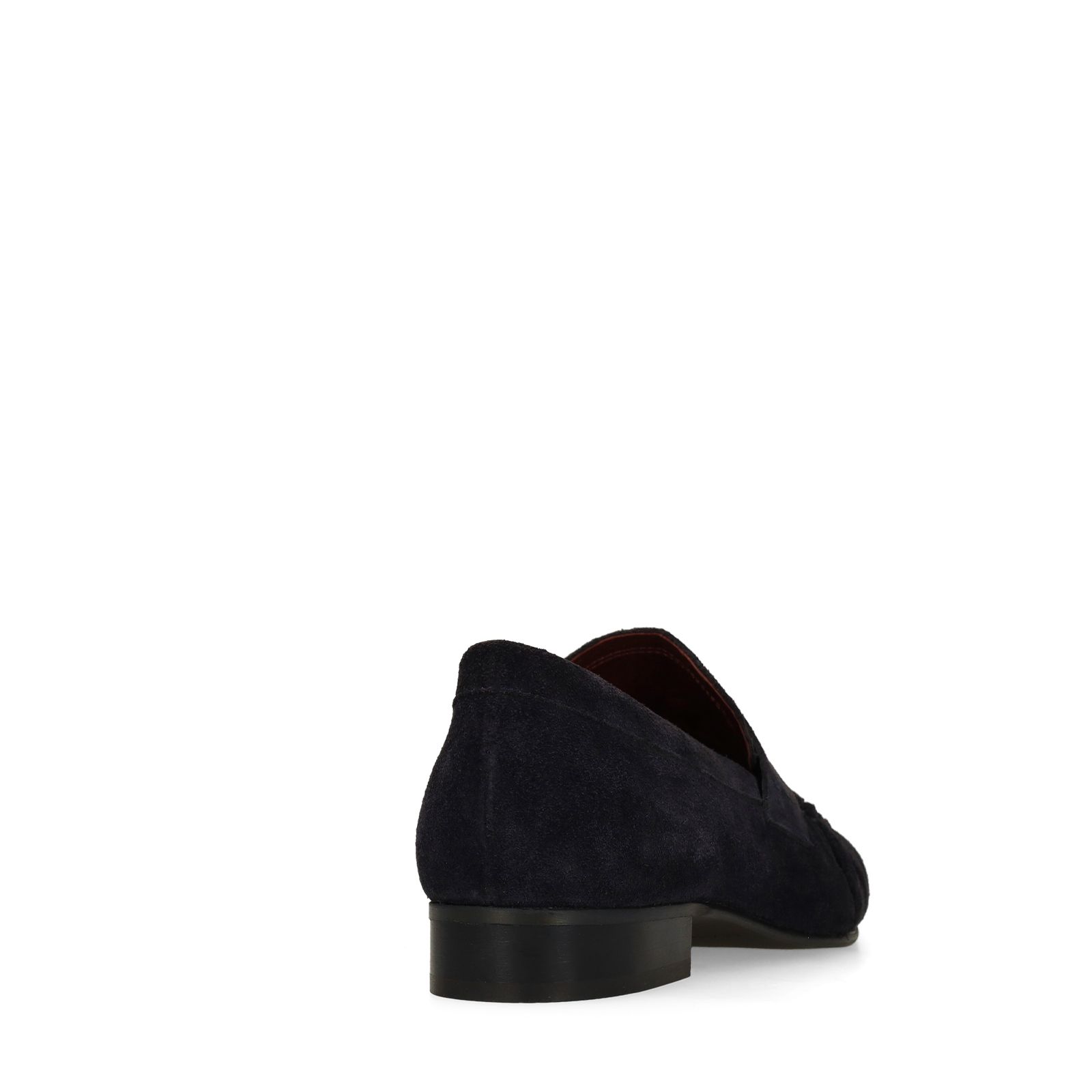 Dunkelblaue Veloursleder-Loafer mit Quasten