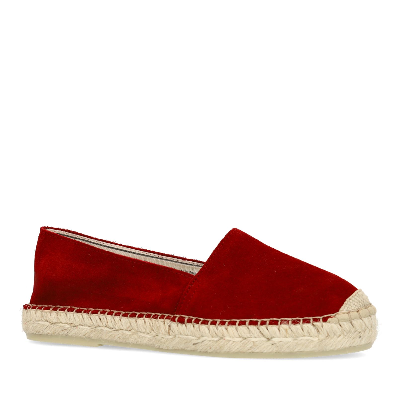 Bordeauxrote Veloursleder-Espadrilles