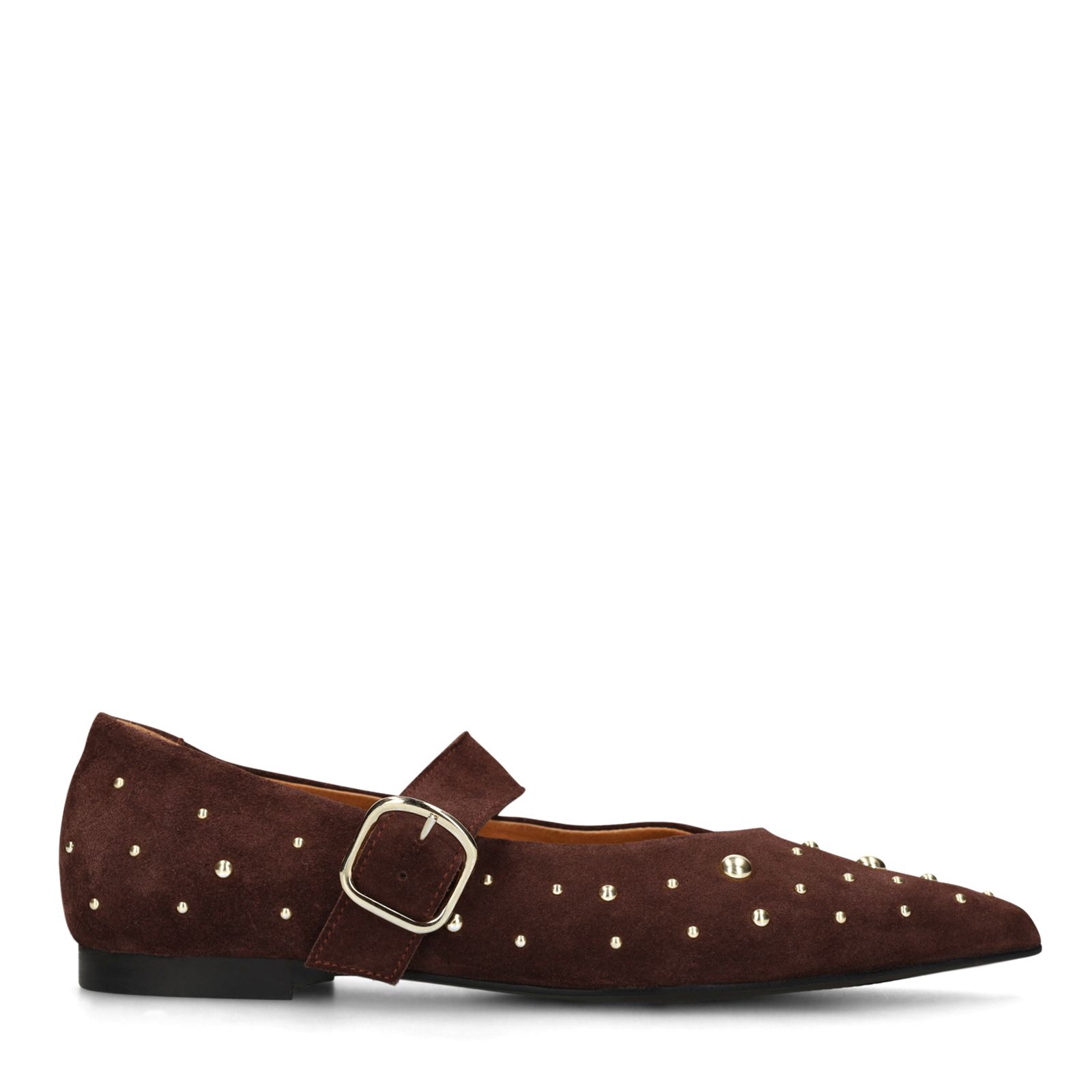 Bordeaux rode suède loafers met goudkleurige studs