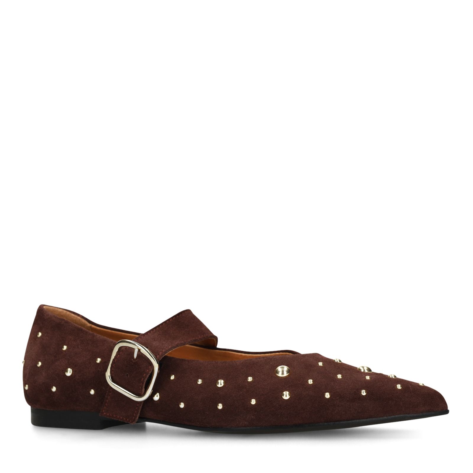 Bordeaux rode suède loafers met goudkleurige studs