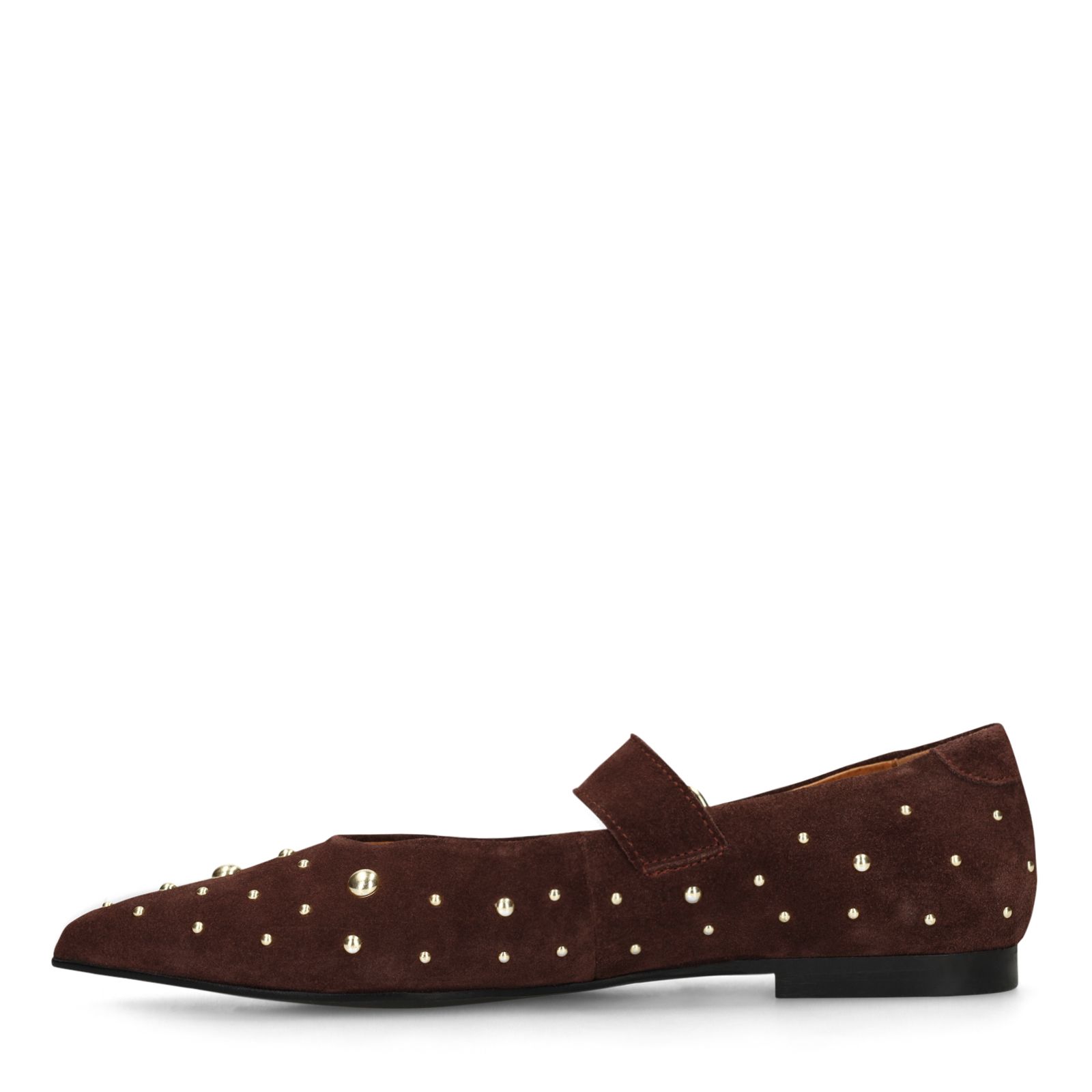 Bordeaux rode suède loafers met goudkleurige studs