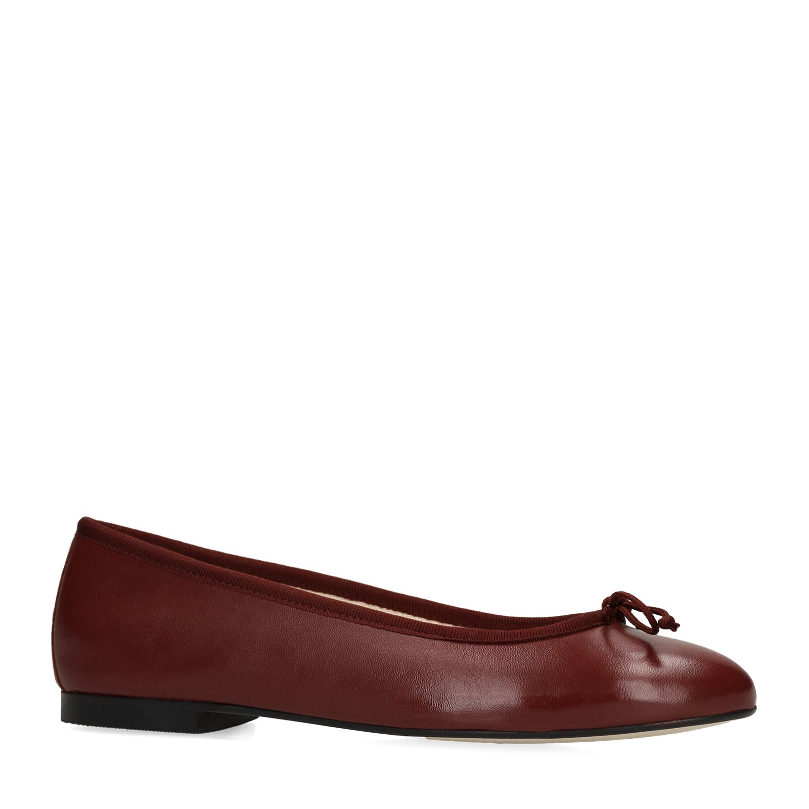 Bordeauxrote Leder-Ballerinas