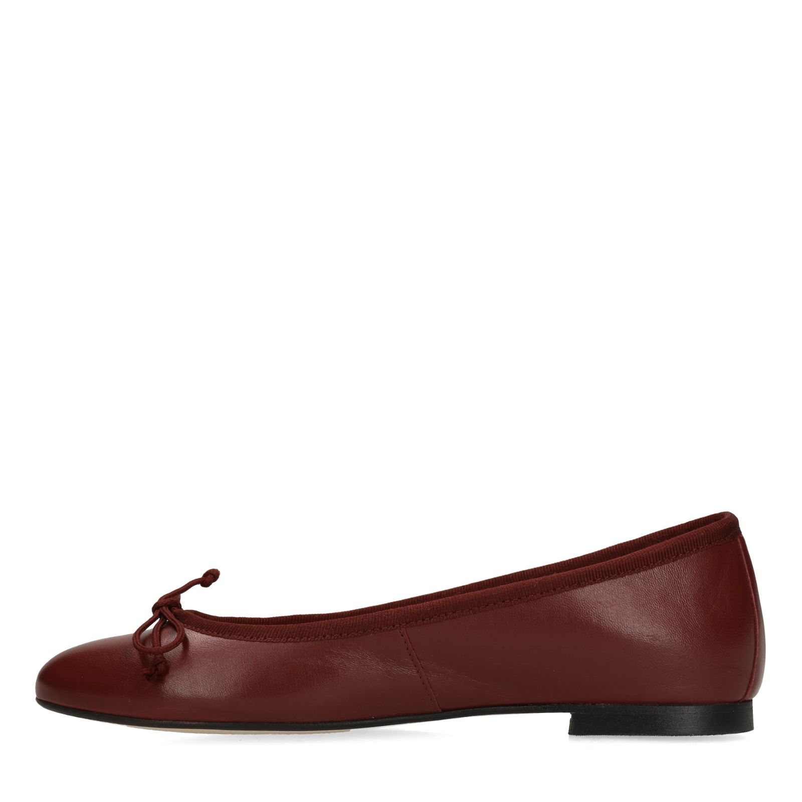 Bordeauxrote Leder-Ballerinas