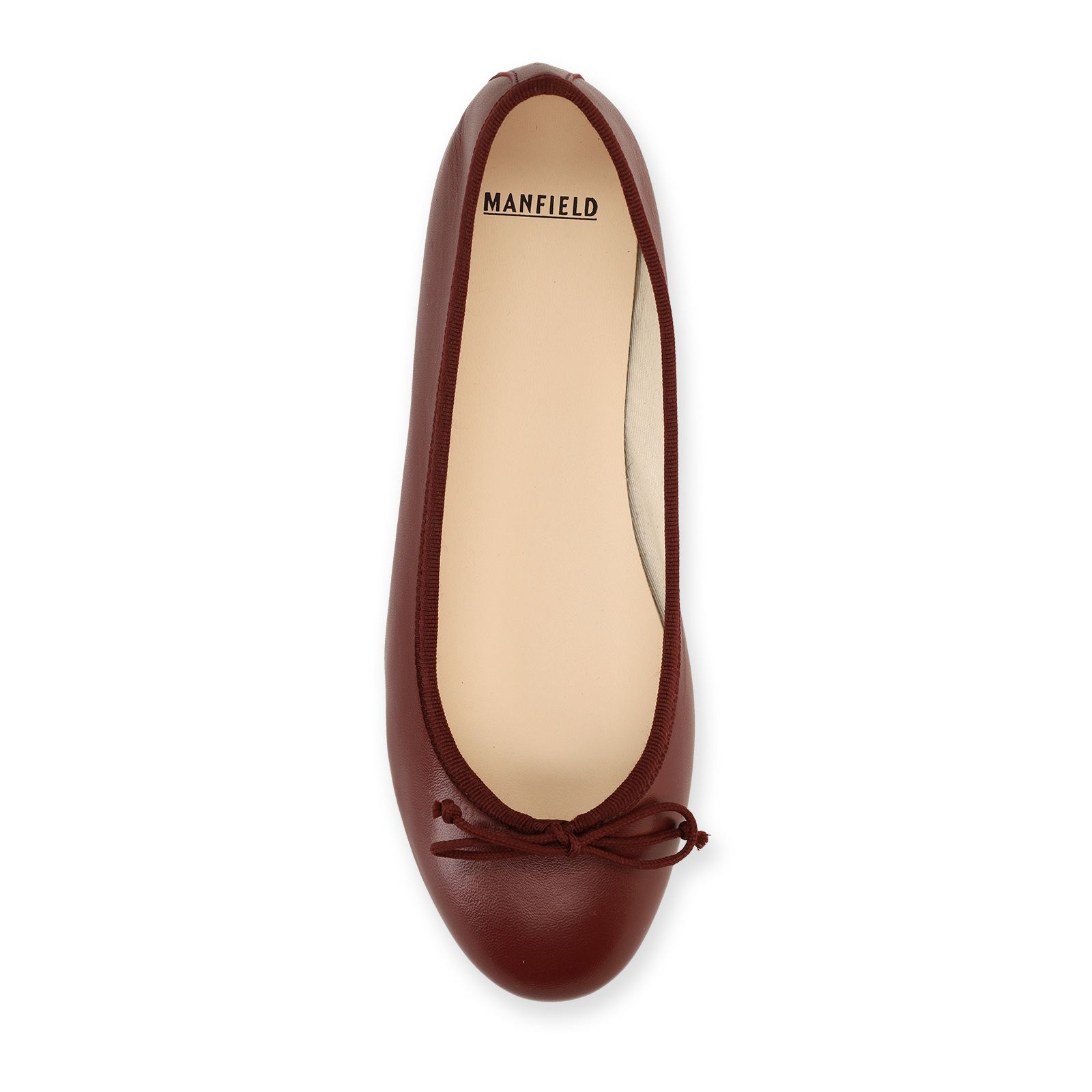 Bordeauxrote Leder-Ballerinas