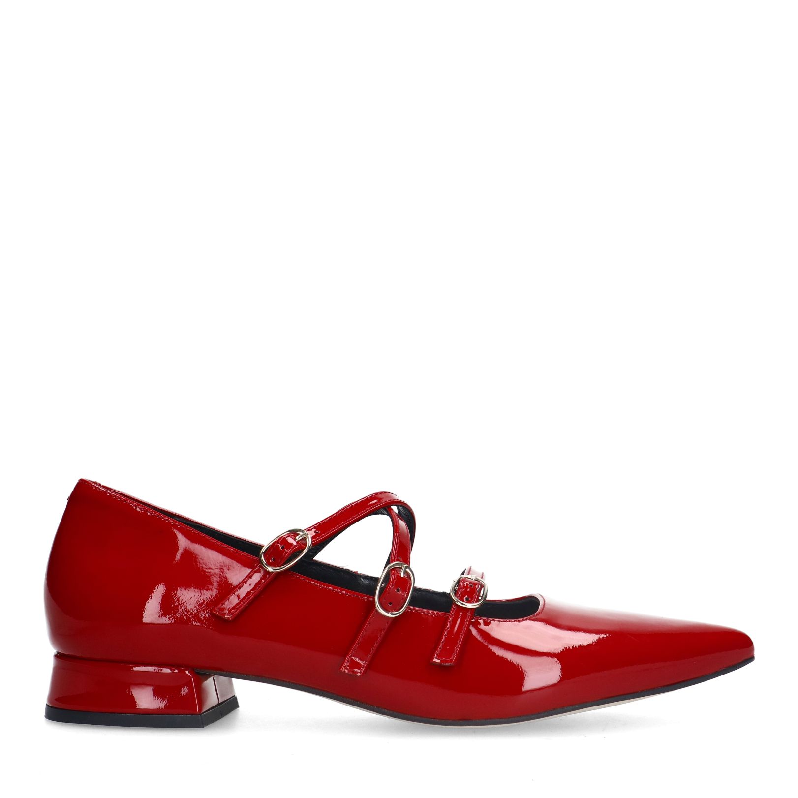 Rote Lackleder-Loafer mit Absatz