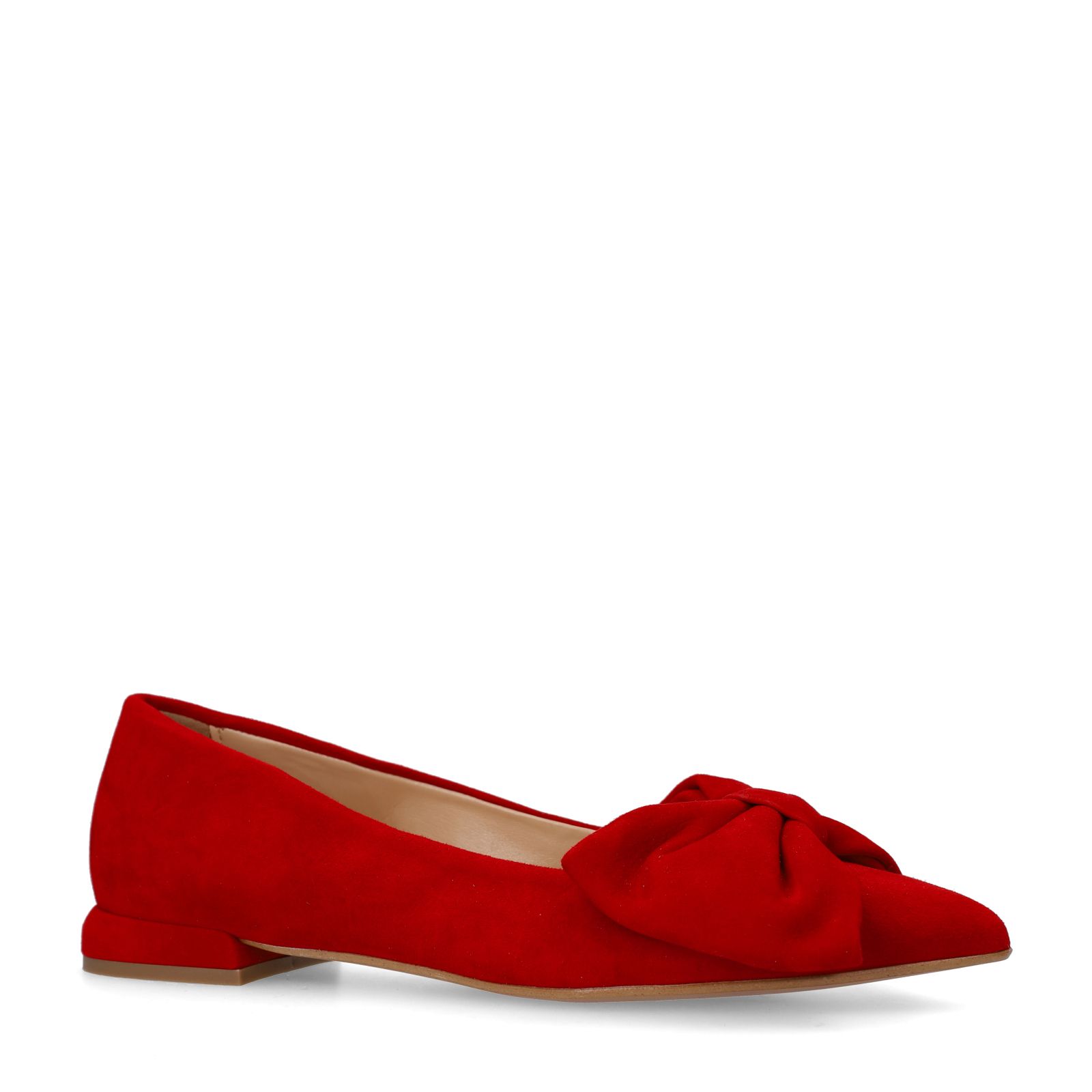 Rode suède loafers met strik
