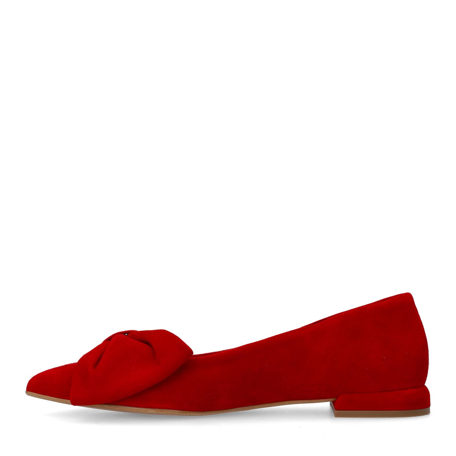 Rode suède loafers met strik