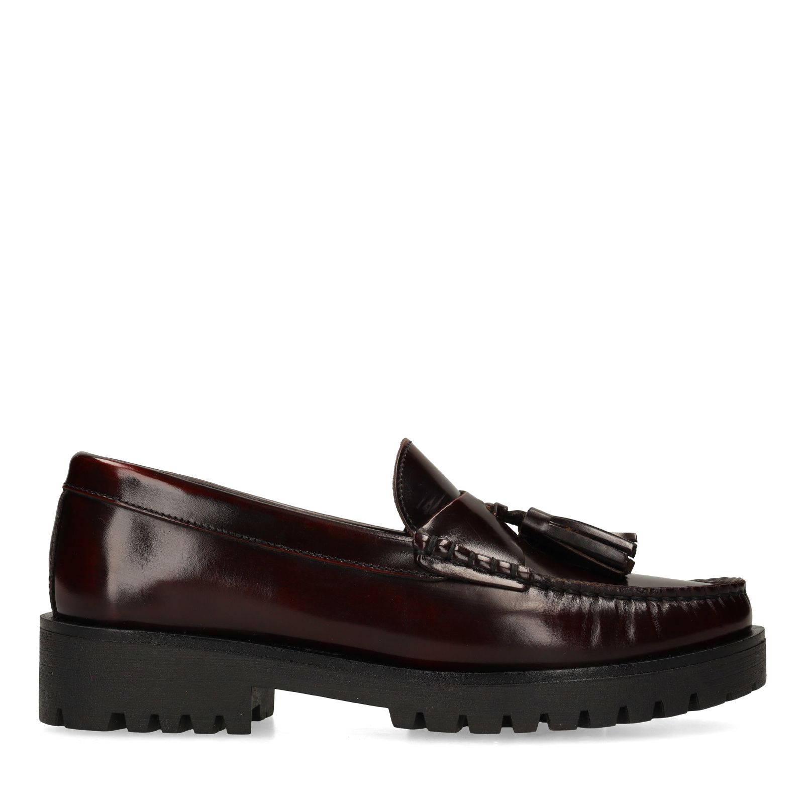 Bordeaux leren loafers met kwastjes