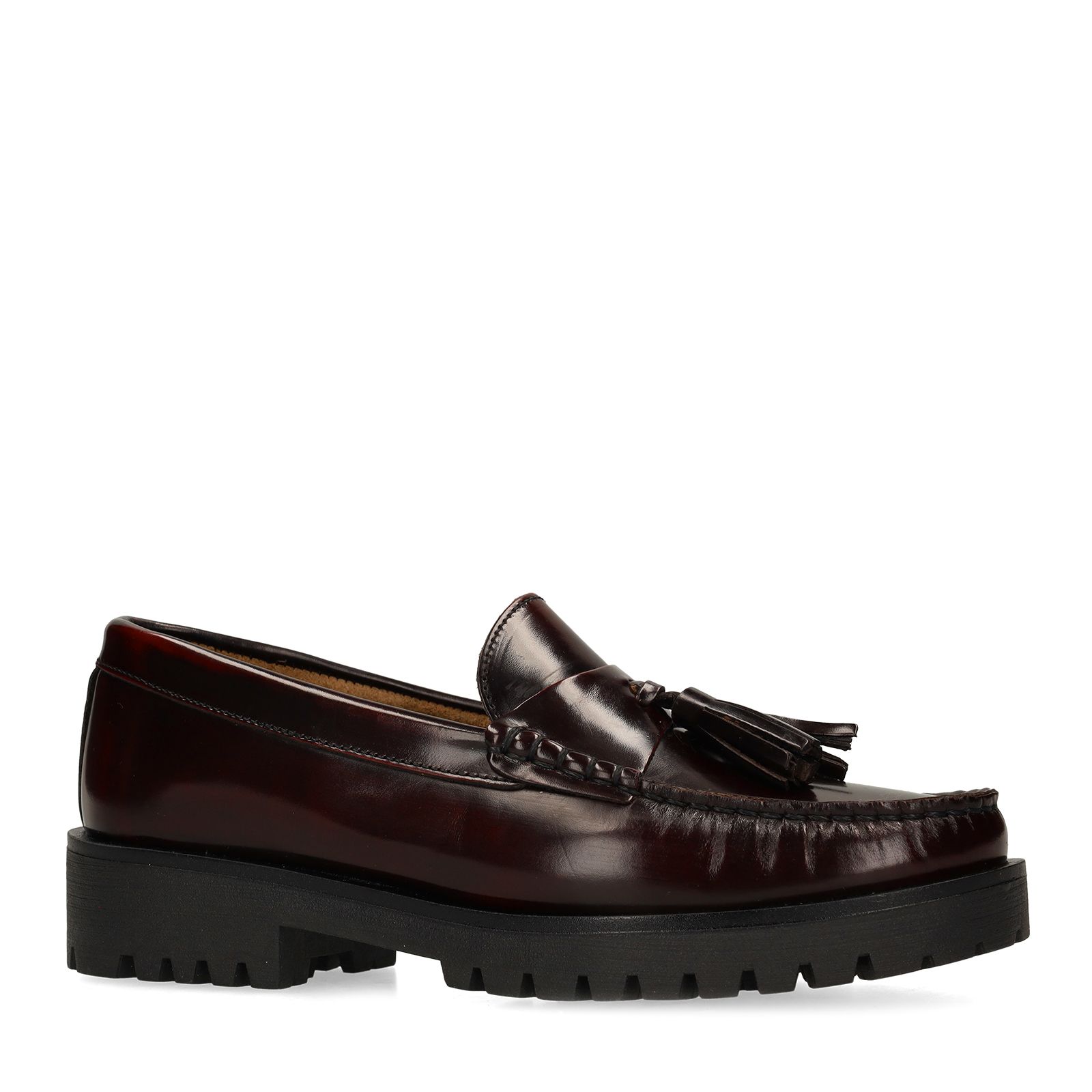 Bordeaux leren loafers met kwastjes