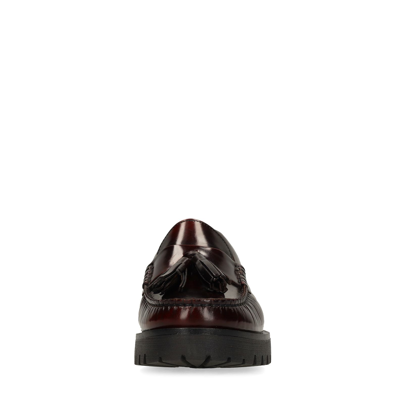 Bordeaux leren loafers met kwastjes
