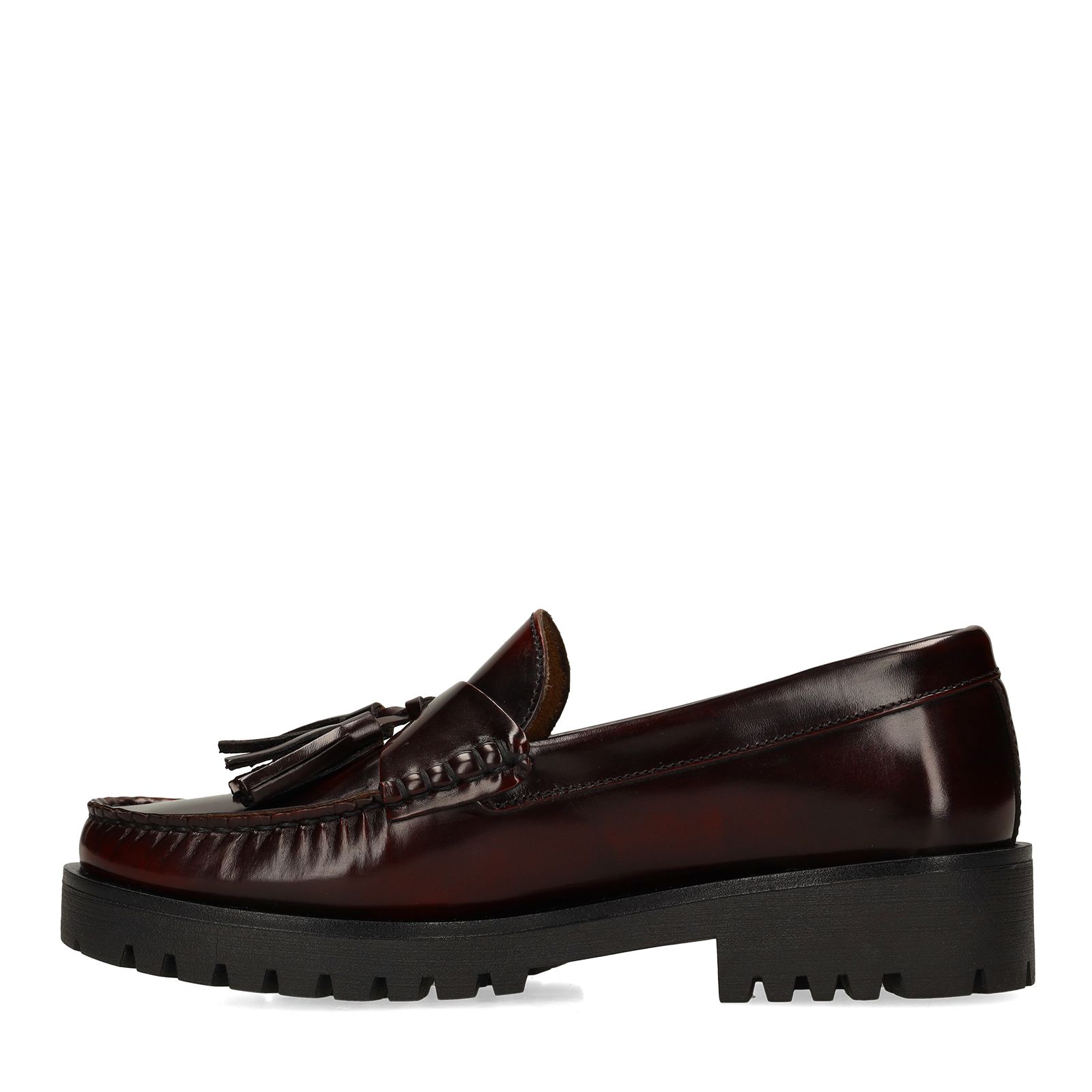 Bordeaux leren loafers met kwastjes