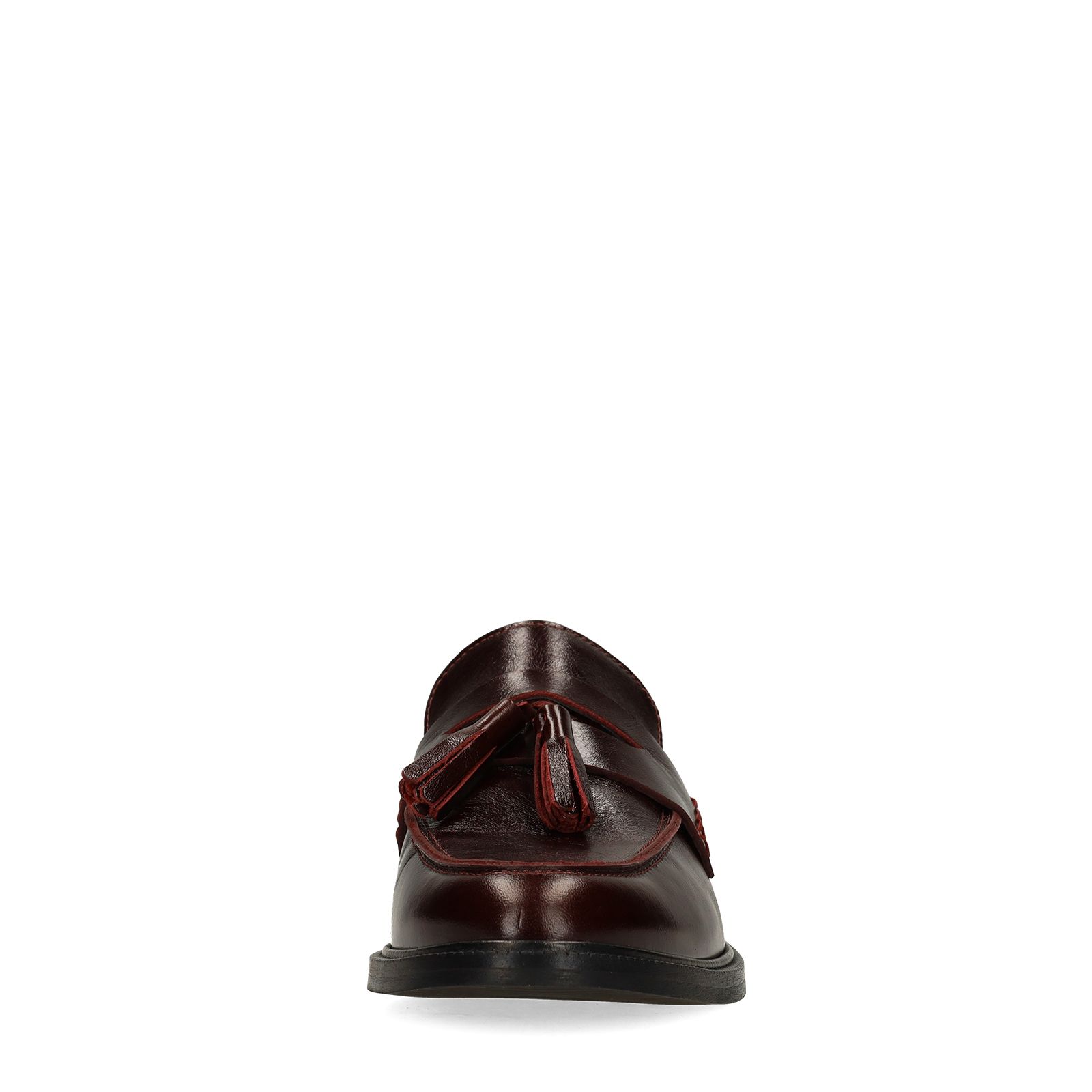 Bordeaux leren loafers met studs en kwastjes