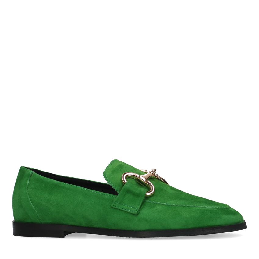 Grüne Veloursleder-Loafer
