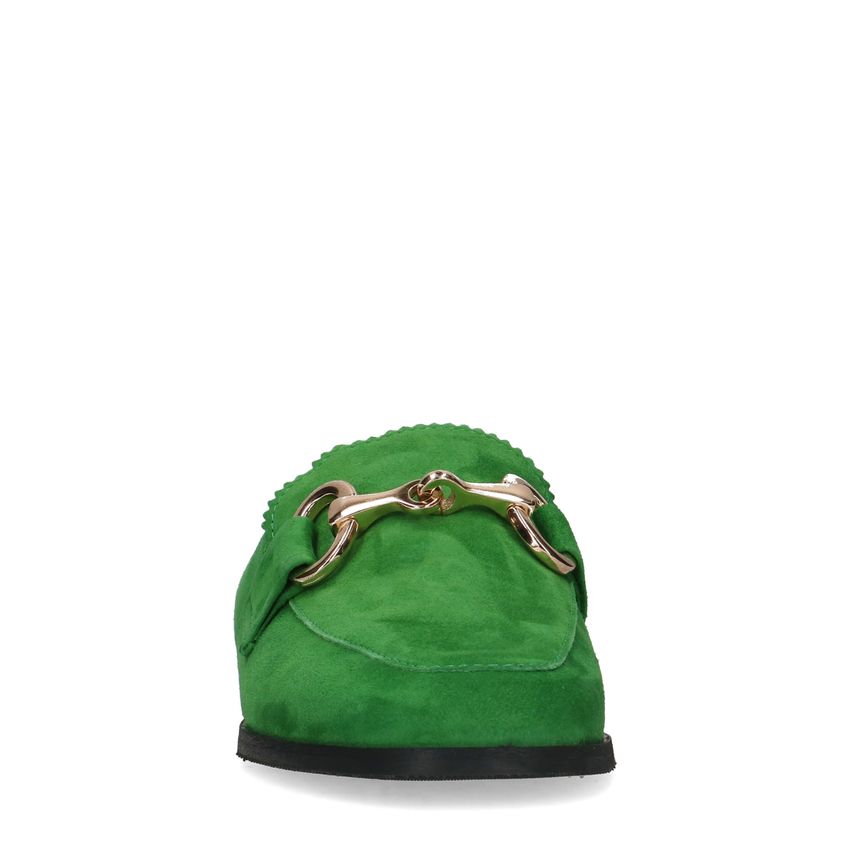Grüne Veloursleder-Loafer