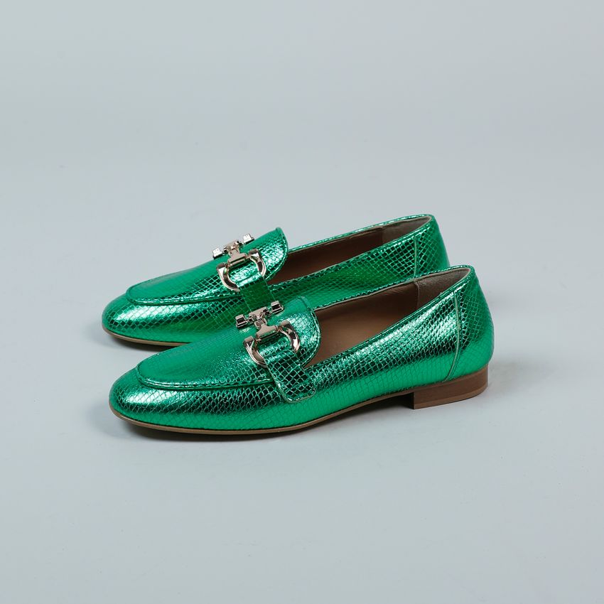 Groene metallic leren loafers