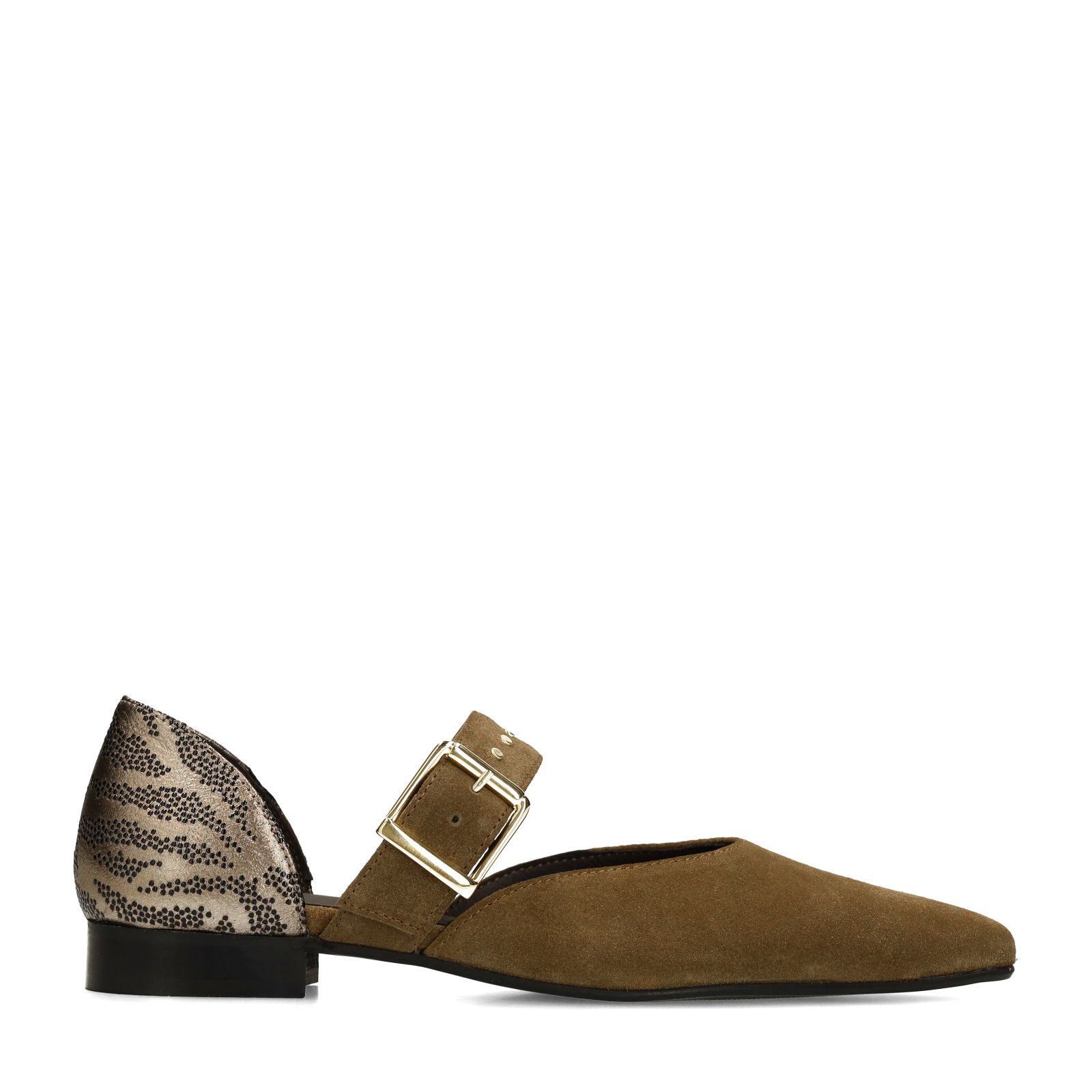 Donkergroene suède loafers
