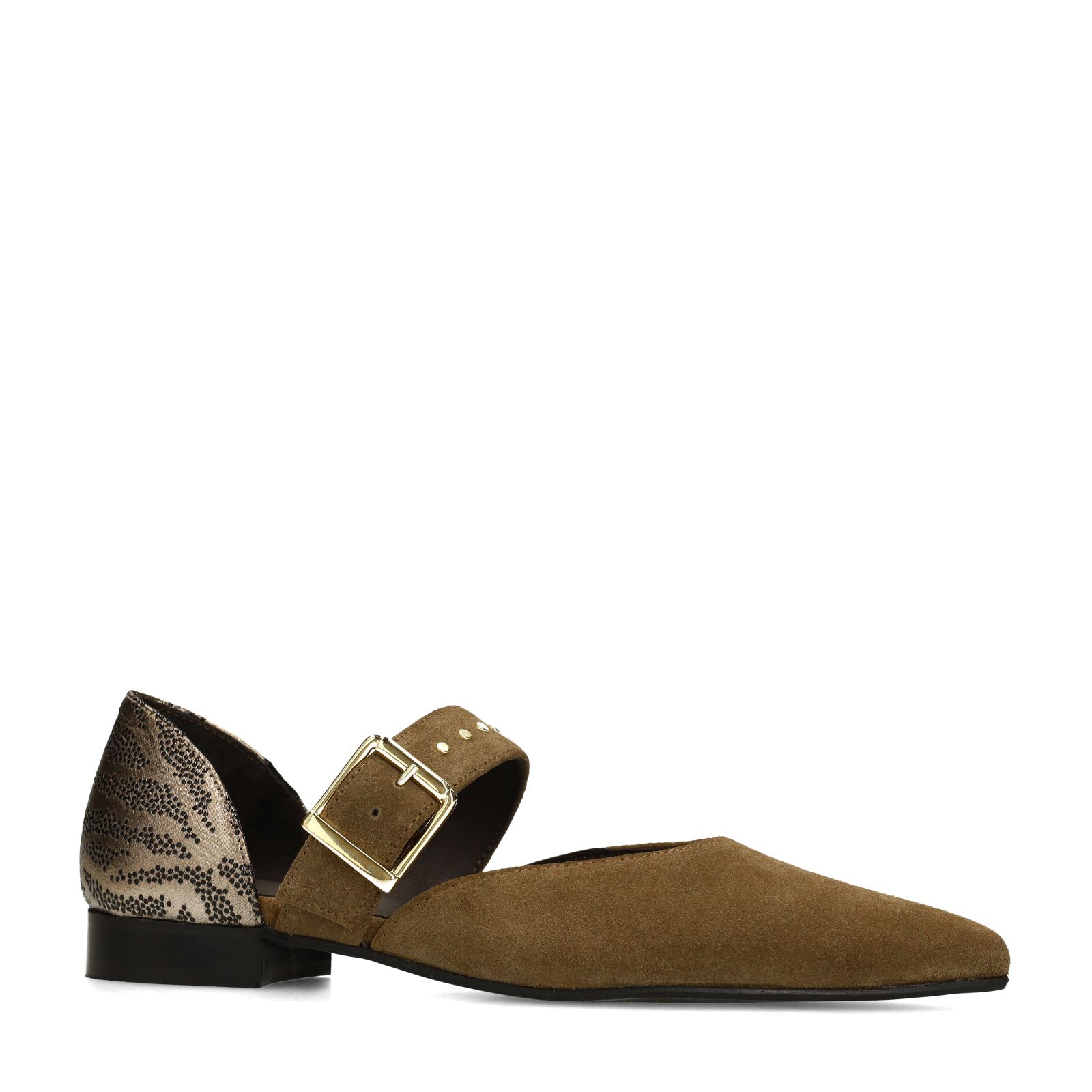 Donkergroene suède loafers