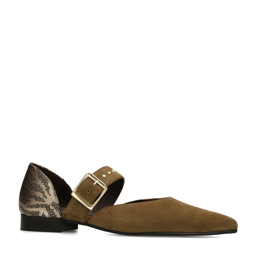 Donkergroene suède loafers