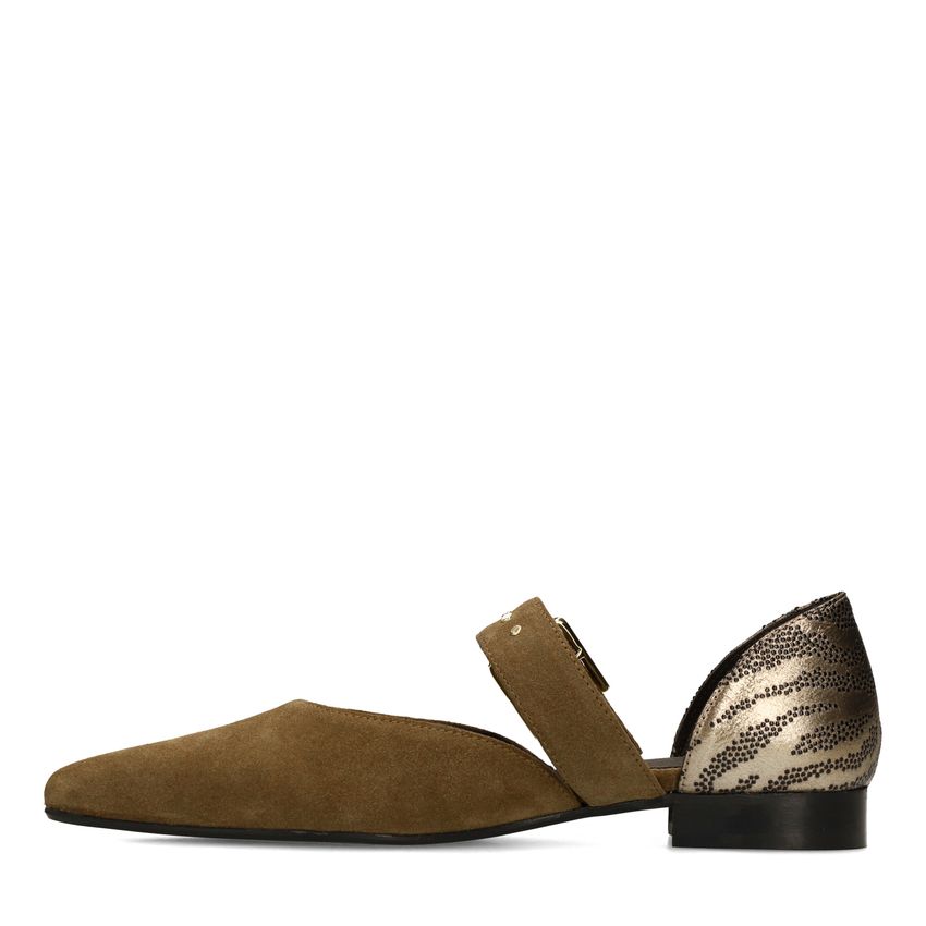 Donkergroene suède loafers