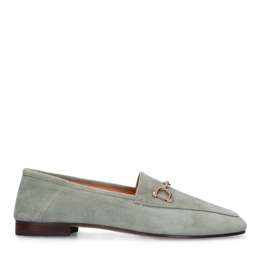 Grüne Veloursleder-Loafer