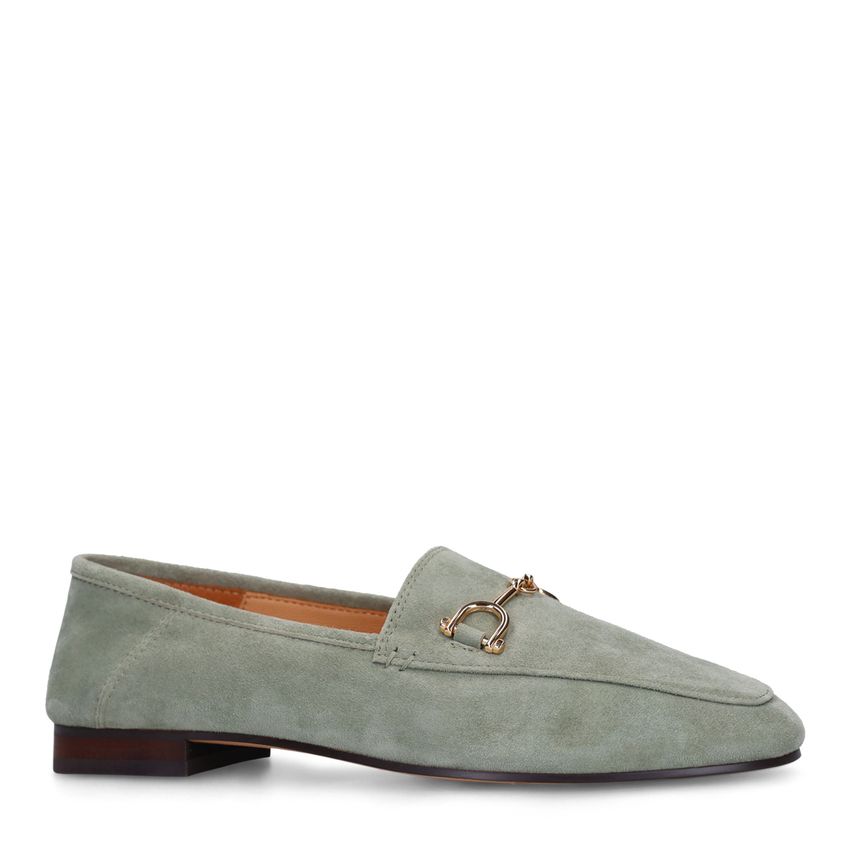 Grüne Veloursleder-Loafer
