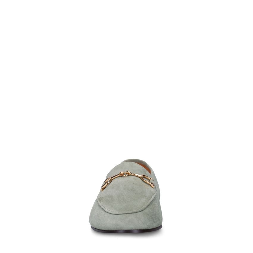 Grüne Veloursleder-Loafer