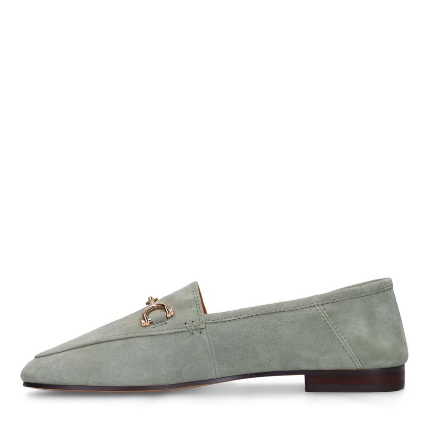 Grüne Veloursleder-Loafer