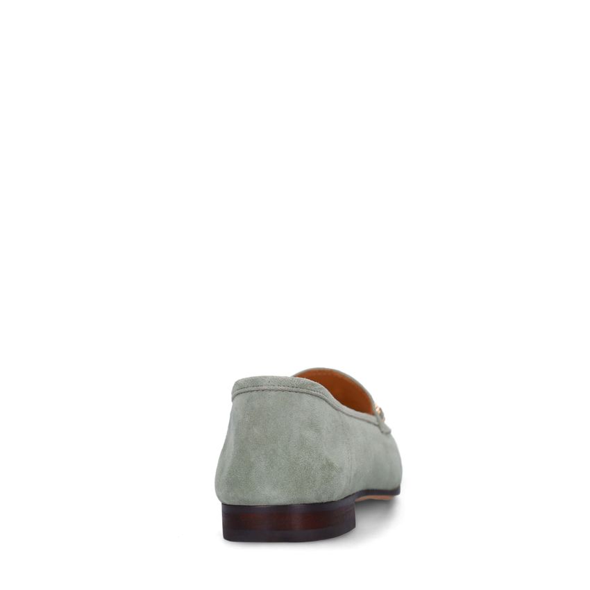 Grüne Veloursleder-Loafer