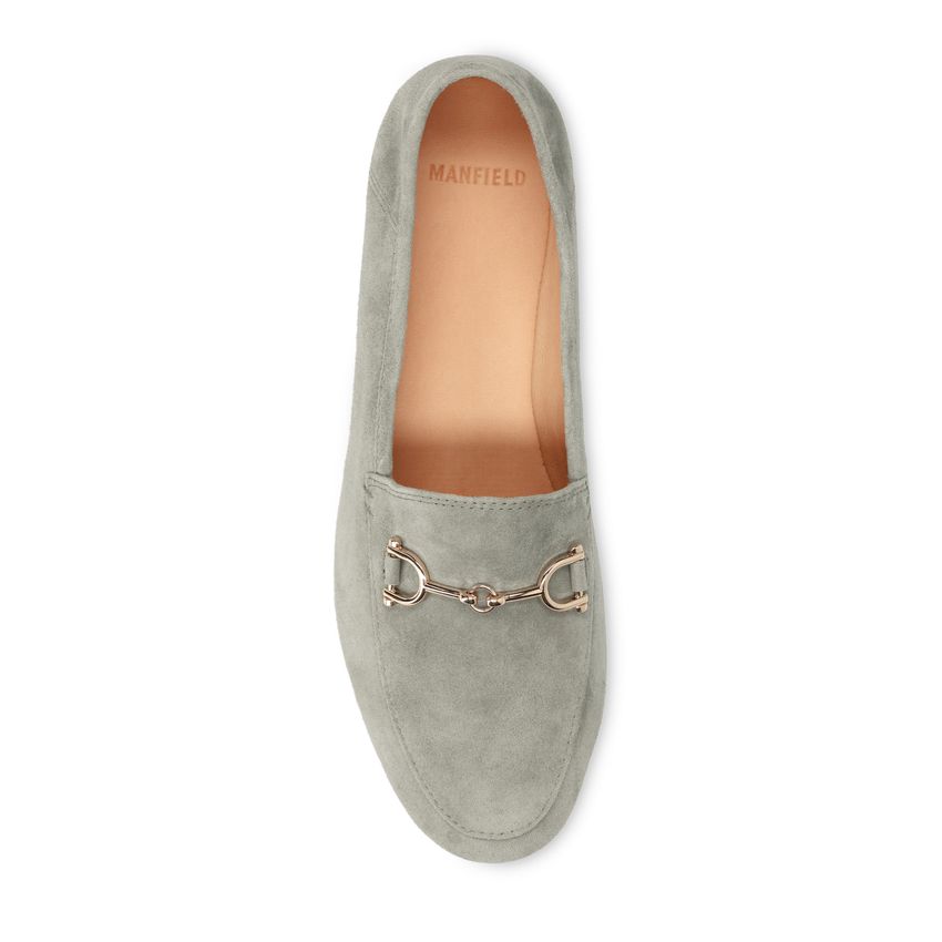 Grüne Veloursleder-Loafer