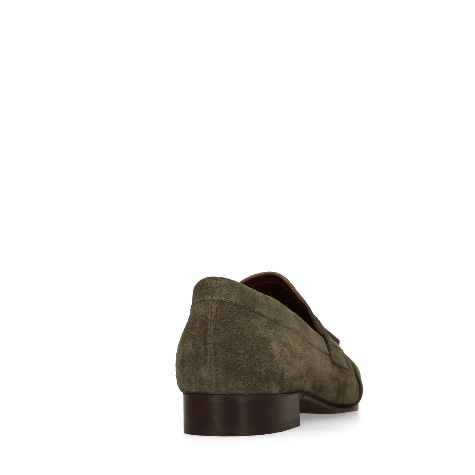 Donkergroene suède loafers met kwastjes