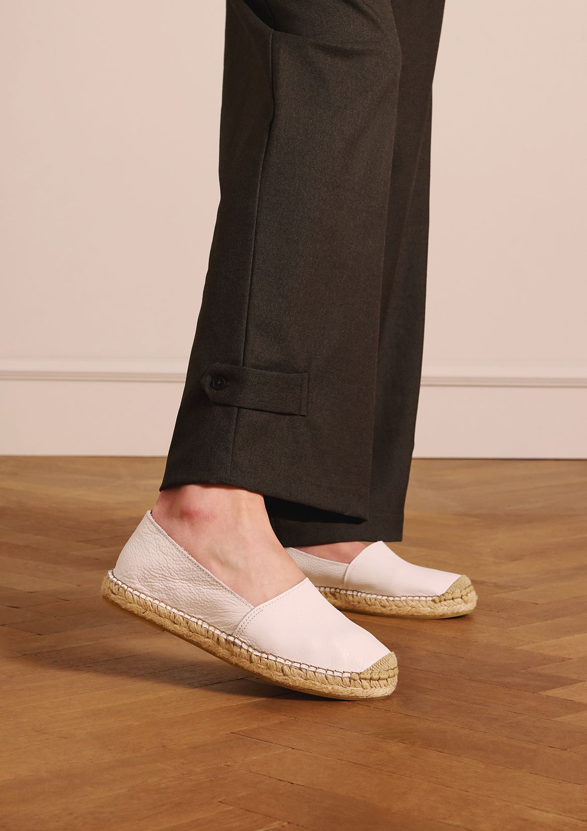 Weiße Leder-Espadrilles