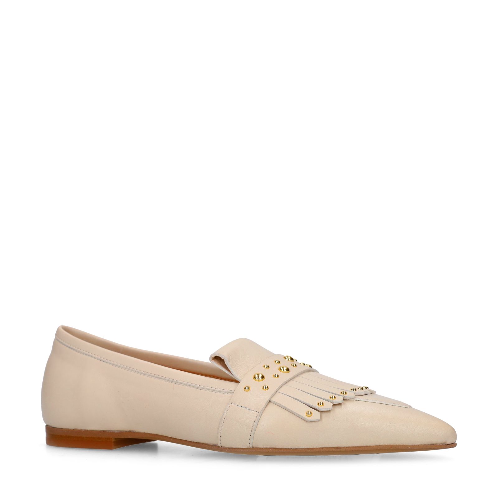 Offwhite Leder-Loafer mit goldfarbenen Nieten