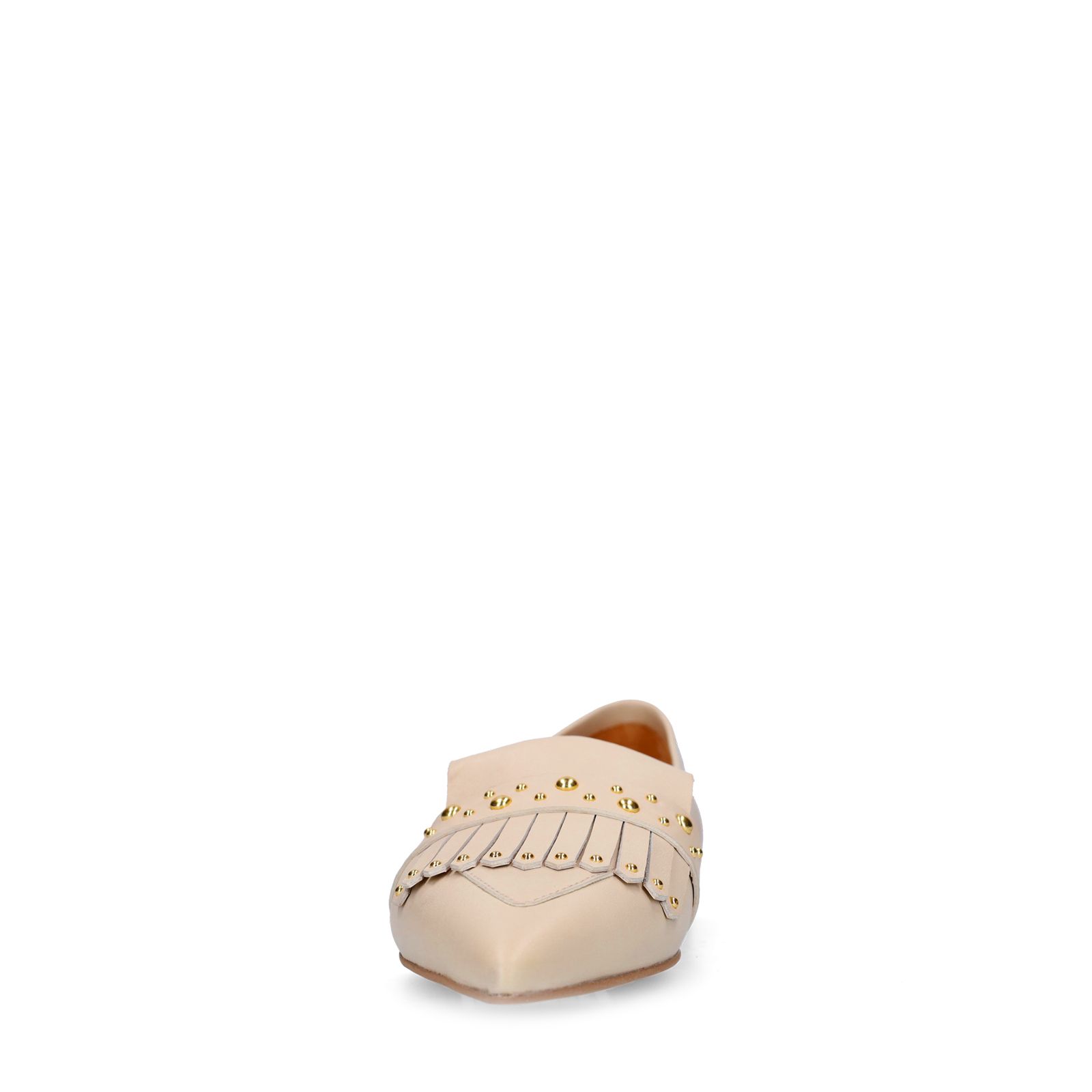 Offwhite Leder-Loafer mit goldfarbenen Nieten