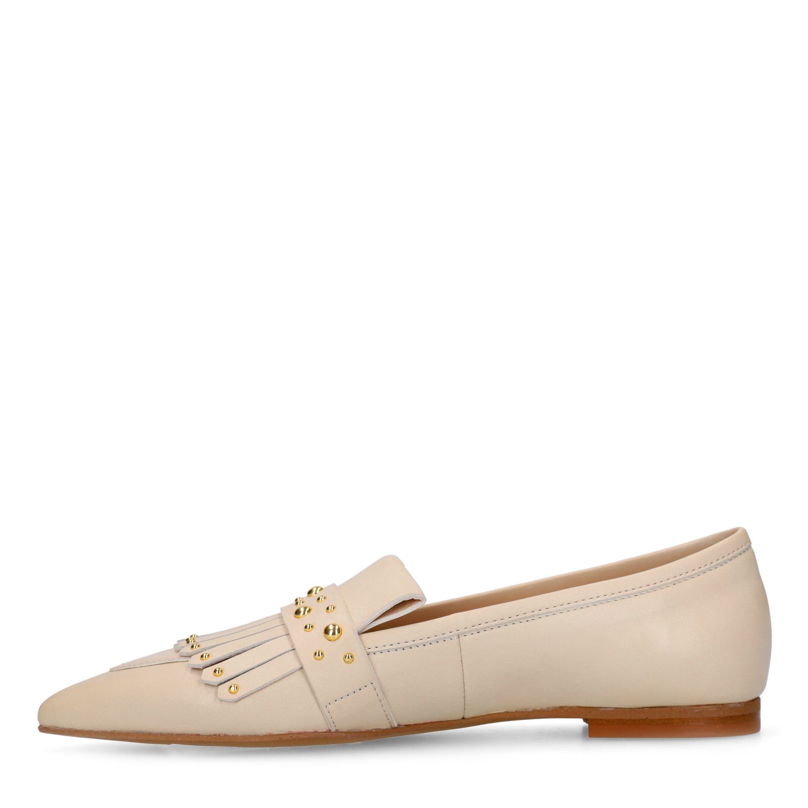 Offwhite Leder-Loafer mit goldfarbenen Nieten