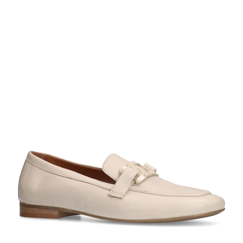 Roomwitte leren loafers met detail