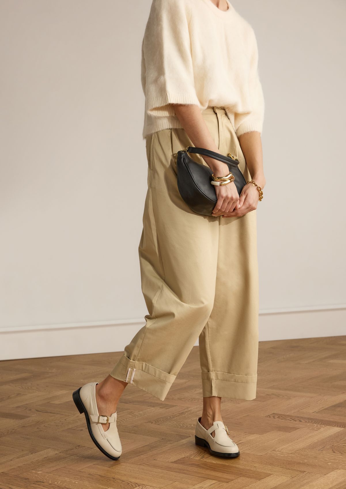 Witte leren loafers